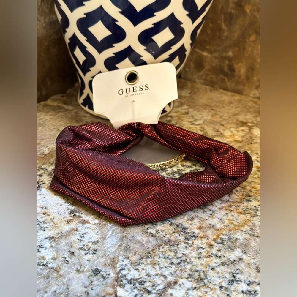 Guess Satin Metallic Red Headband